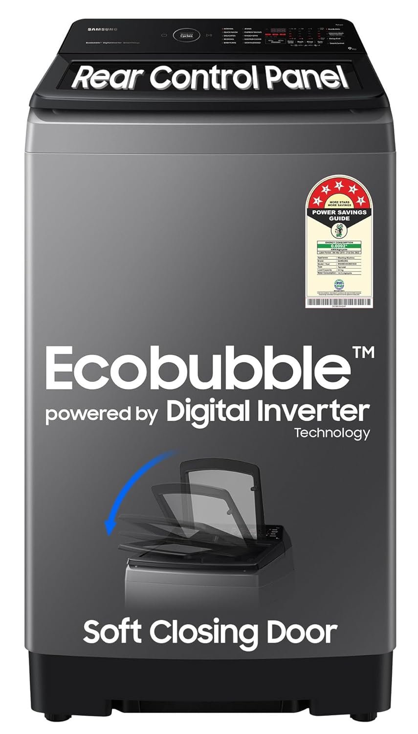 Samsung 9 kg, 5 star, Eco Bubble Technology, Wi-Fi, Soft Closing Door, Fully-Automatic Top Load Wash