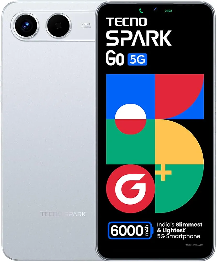 Spark GO 5G (Sky Blue, 4GB+128GB) | India’s lightest 6000mAh Phone | Up to Double 5G Speed* | No Net