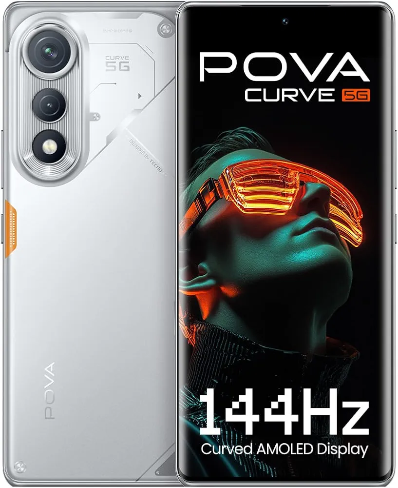 TECNO POVA Curve 5G (8GB+128GB), 144Hz AMOLED, Slimmest 7.45mm Curve with 5500mAh Battery, Segment's
