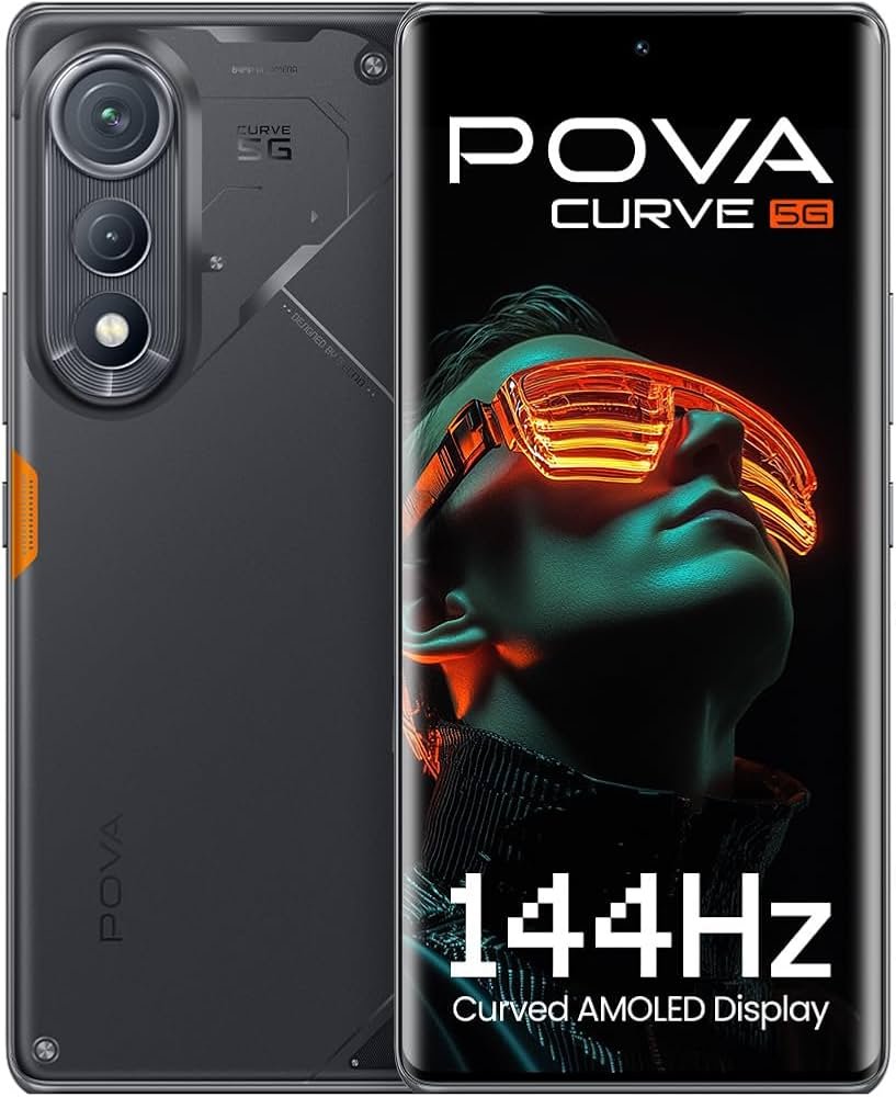 POVA Curve 5G (Geek Black, 8GB+256GB) | 144Hz Curve AMOLED | Slimmest 7.45mm Curve with 5500mAh Batt