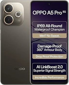 OPPO A5 Pro 5G (Mocha Brown, 8GB RAM, 256GB Storage)|6.67” HD+ 120Hz Refresh Rate Screen | 45W SUPER