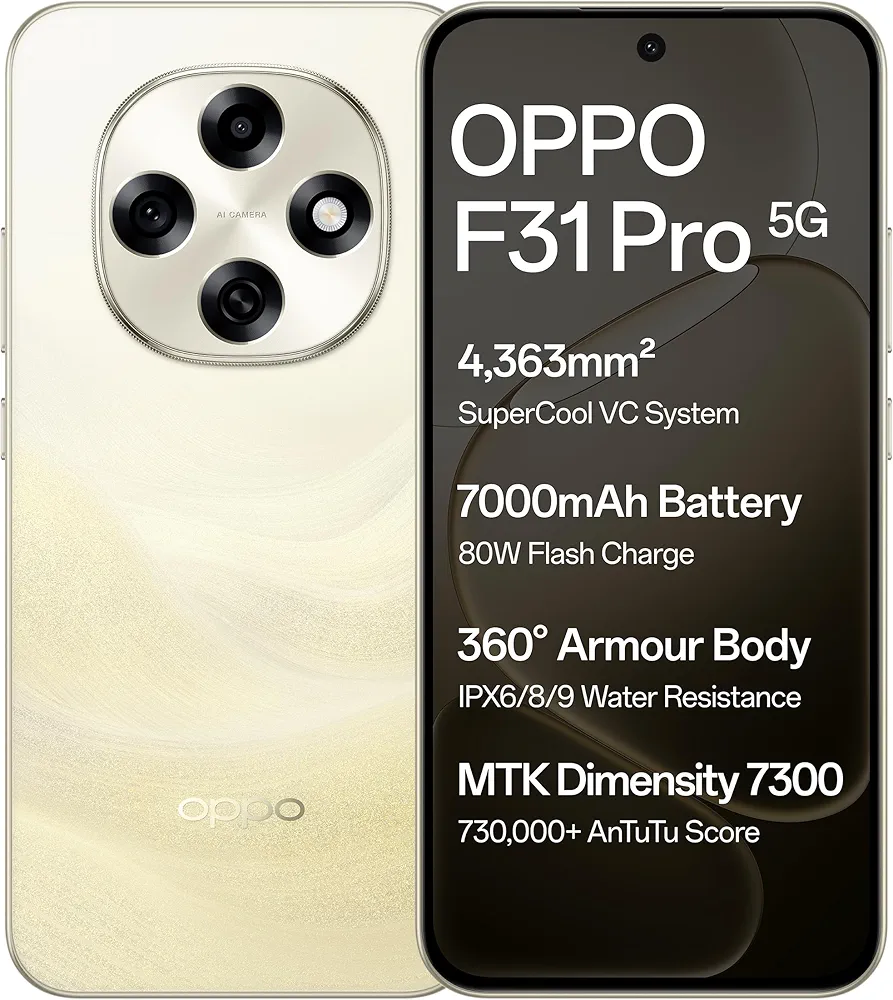 Oppo F31 Pro 5G (Desert Gold, 8GB RAM, 256GB Storage)