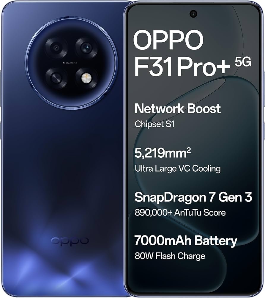 Oppo F31 Pro+ 5G (Gemstone Blue, 12GB RAM, 256GB Storage)