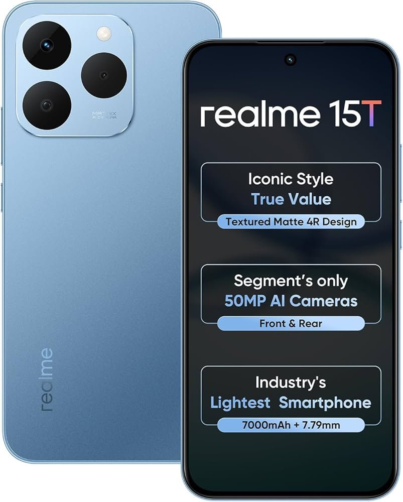 realme 15T 5G Smartphone 8+256GB Silk Blue,6.67inch Screen, 120Hz Display,7000mAh Battery,