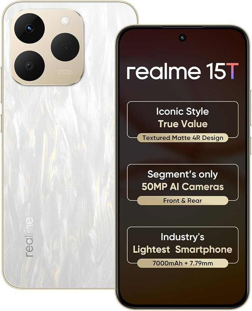 realme 15T 5G Smartphone 12+256GB Flowing Silver,6.67inch Screen, 120Hz Display,7000mAh Battery,