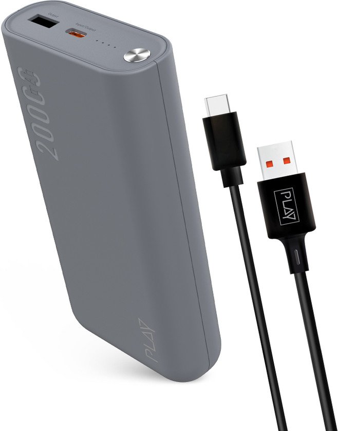20000 mAh 22.5 W Power Bank (Grey, Lithium Polymer, Fast Charging, Power Delivery 3.0, Quick Charge 