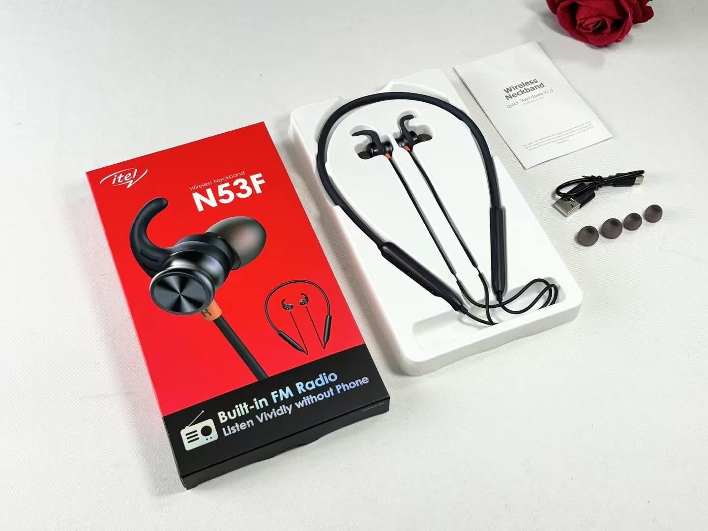 itel N53F bluetooth headset. It can Built-in FM Radio Listen Vividly without Phone. 10.4mm Bass Boos