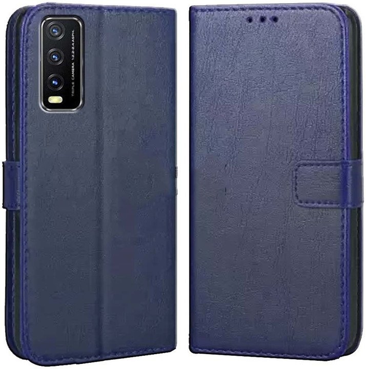 Vivo Y12s / Y20 / Y20i / Y20G Flip Case Leather Finish | Inside TPU with Card Pockets | Wallet Stand