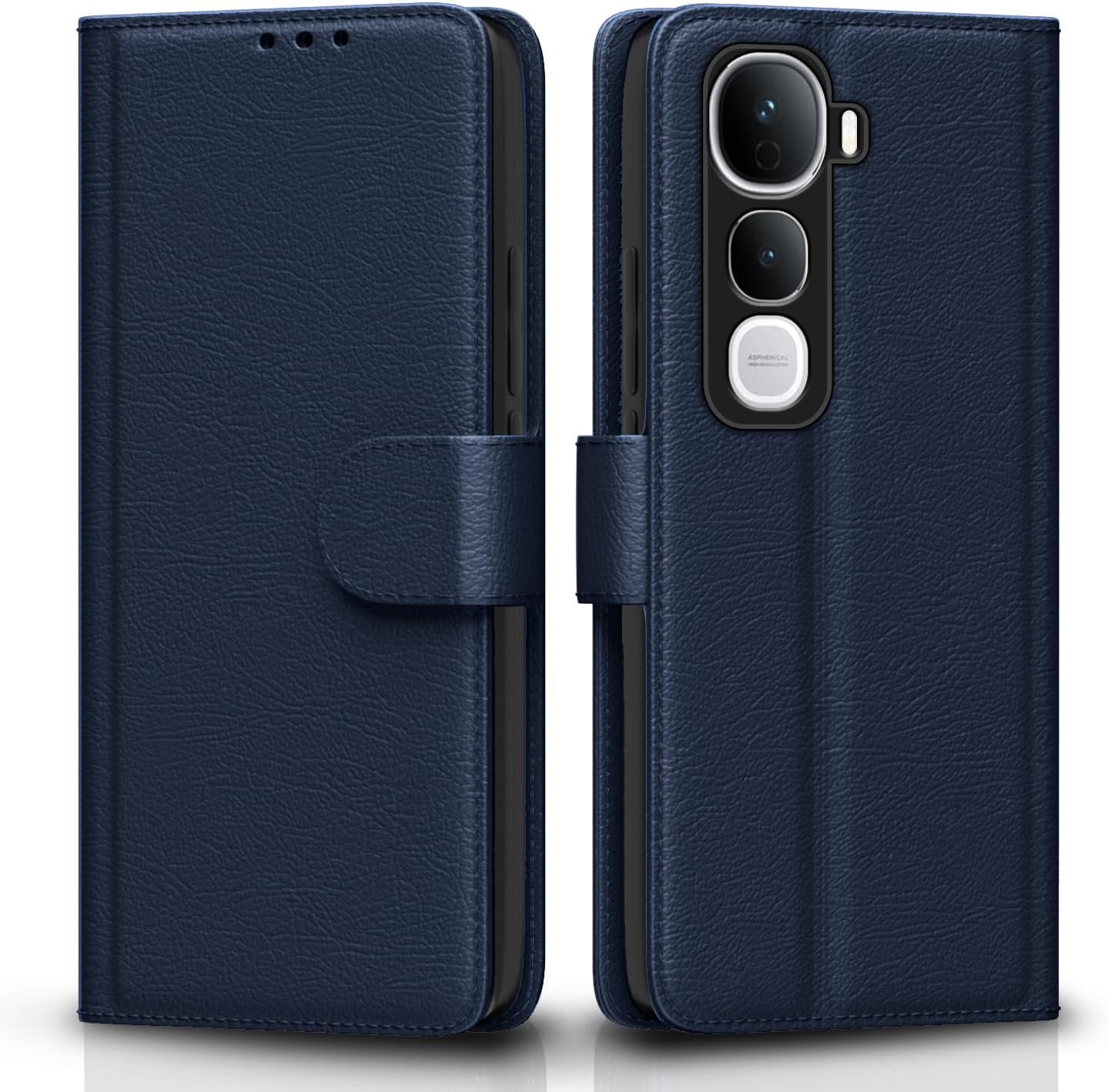 Flip Cover for Vivo Y400 Pro 5G Leather Finish | Inside TPU with Card Pockets | Wallet Stand and Sho