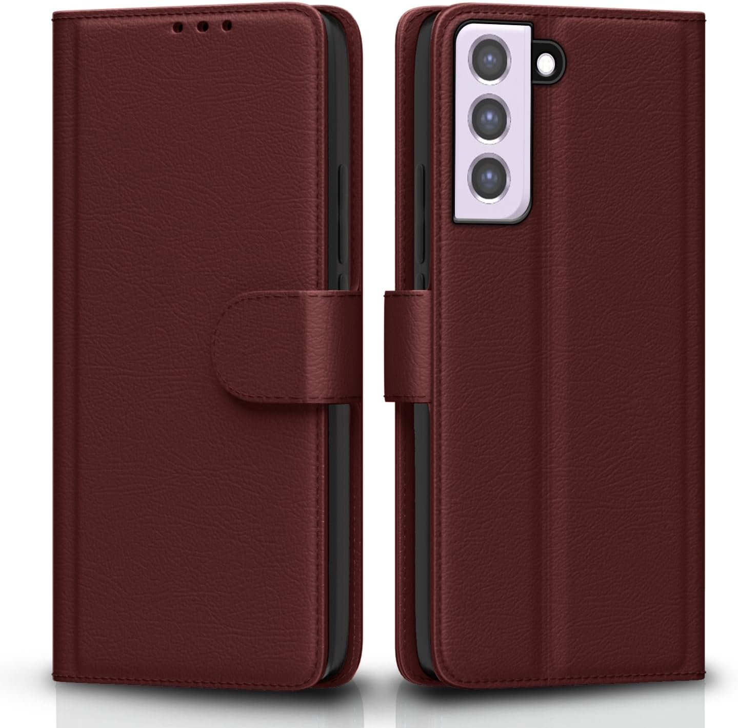 Samsung Galaxy S21 FE 5G Flip Case Leather Finish | Inside TPU with Card Pockets | Wallet Stand and 