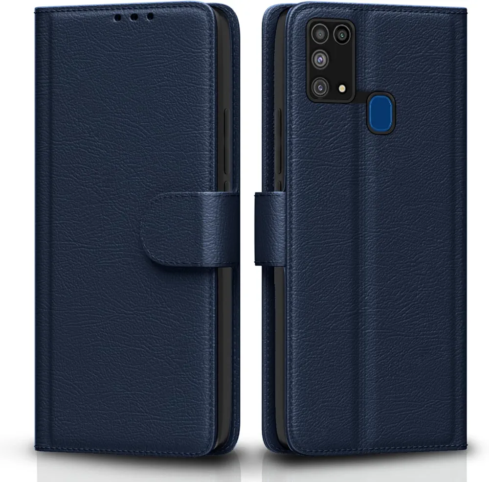 Samsung Galaxy M31 / F41 / M31 Prime Flip Cover Leather Finish | Inside TPU with Card Pockets | Wall