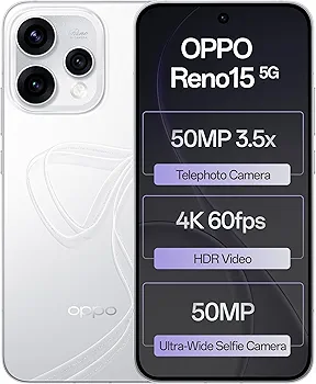Oppo Reno15 5G (Glacier White, 8GB RAM, 256GB Storage) with No Cost EMI/Additional Exchange Offers